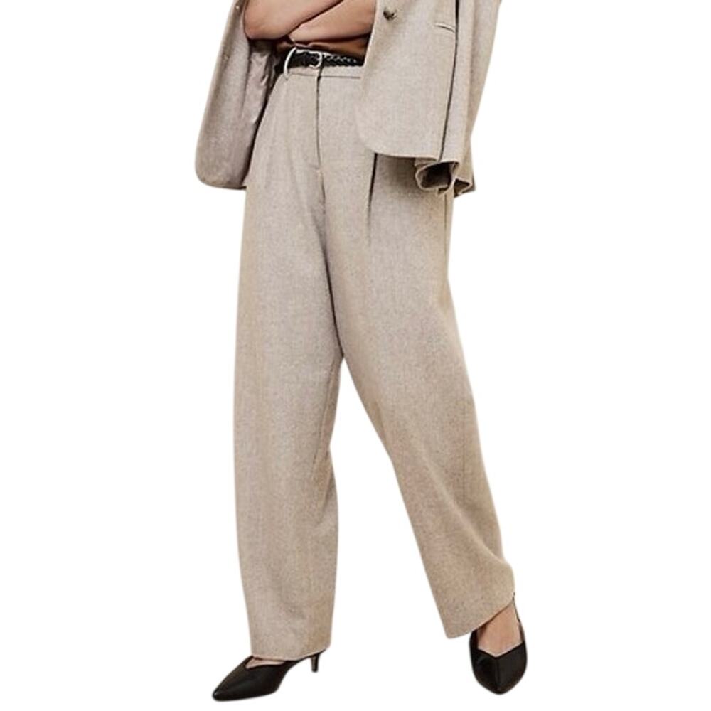 NWT $100 Banana Republic 12 Wool Blend High Rise Puddle Herringbone Trouser Pant